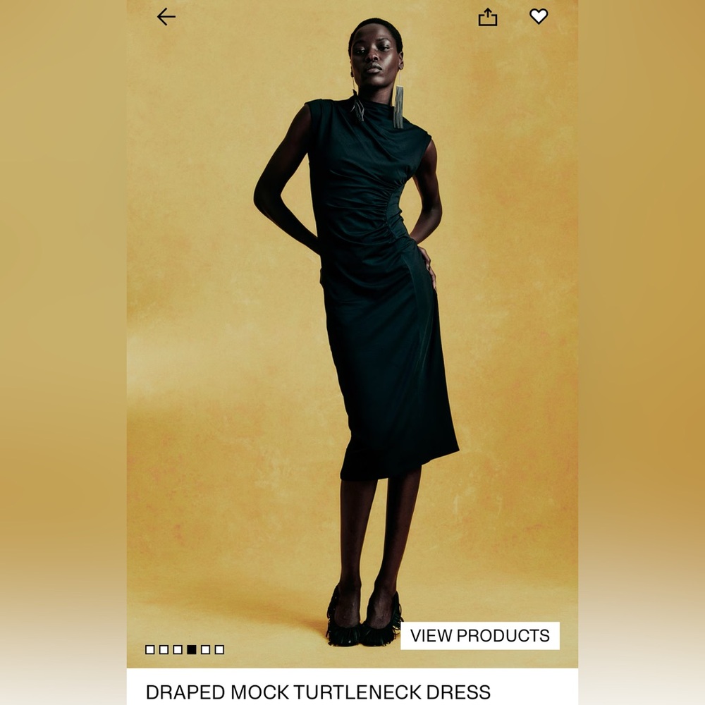 H&M Draped Black Midi Dress